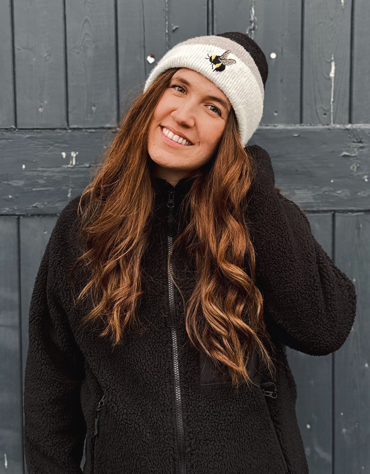 Bumblebee Embroidered Tonal Beanie