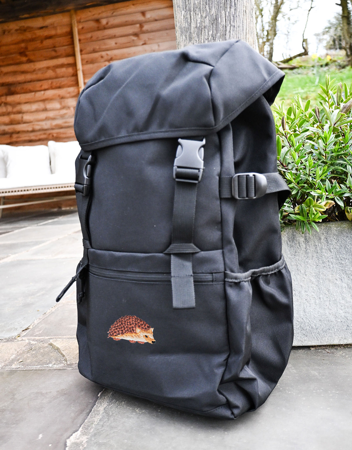 Hedgehog Embroidered Recycled Rucksack