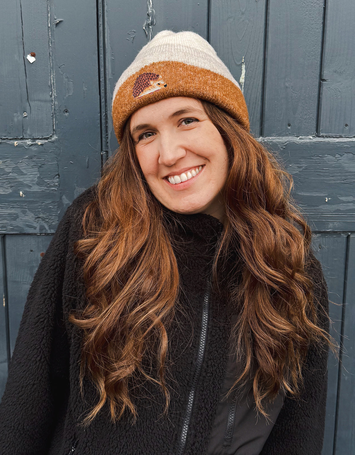 Hedgehog Embroidered Tonal Beanie