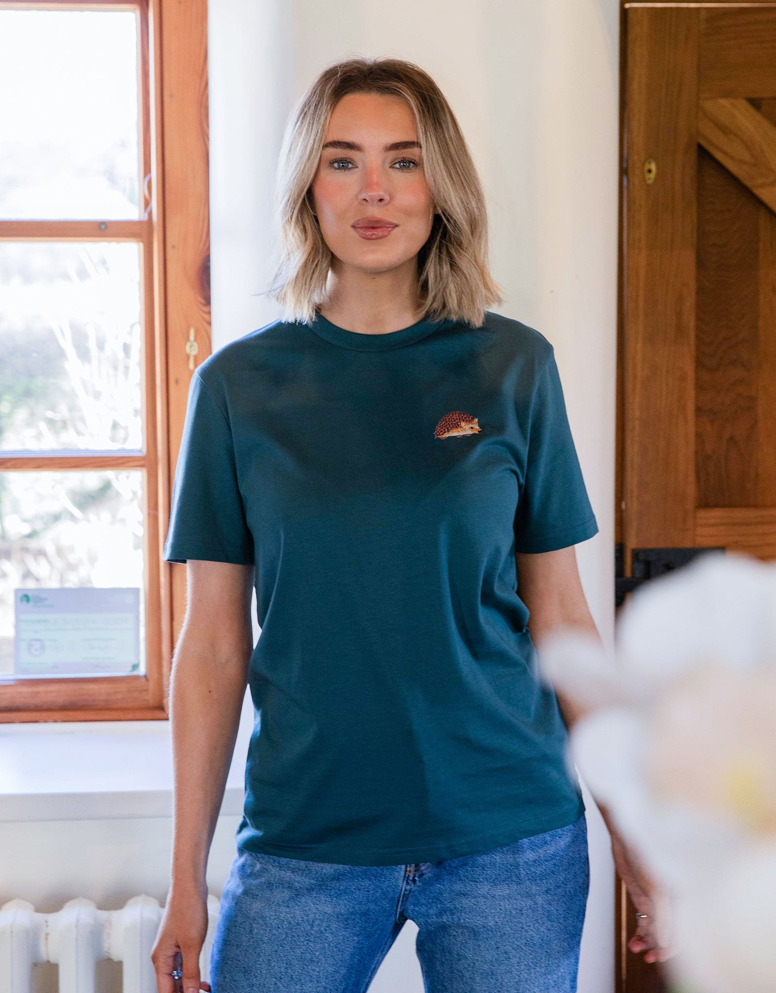 Hedgehog Embroidered Unisex T-Shirt
