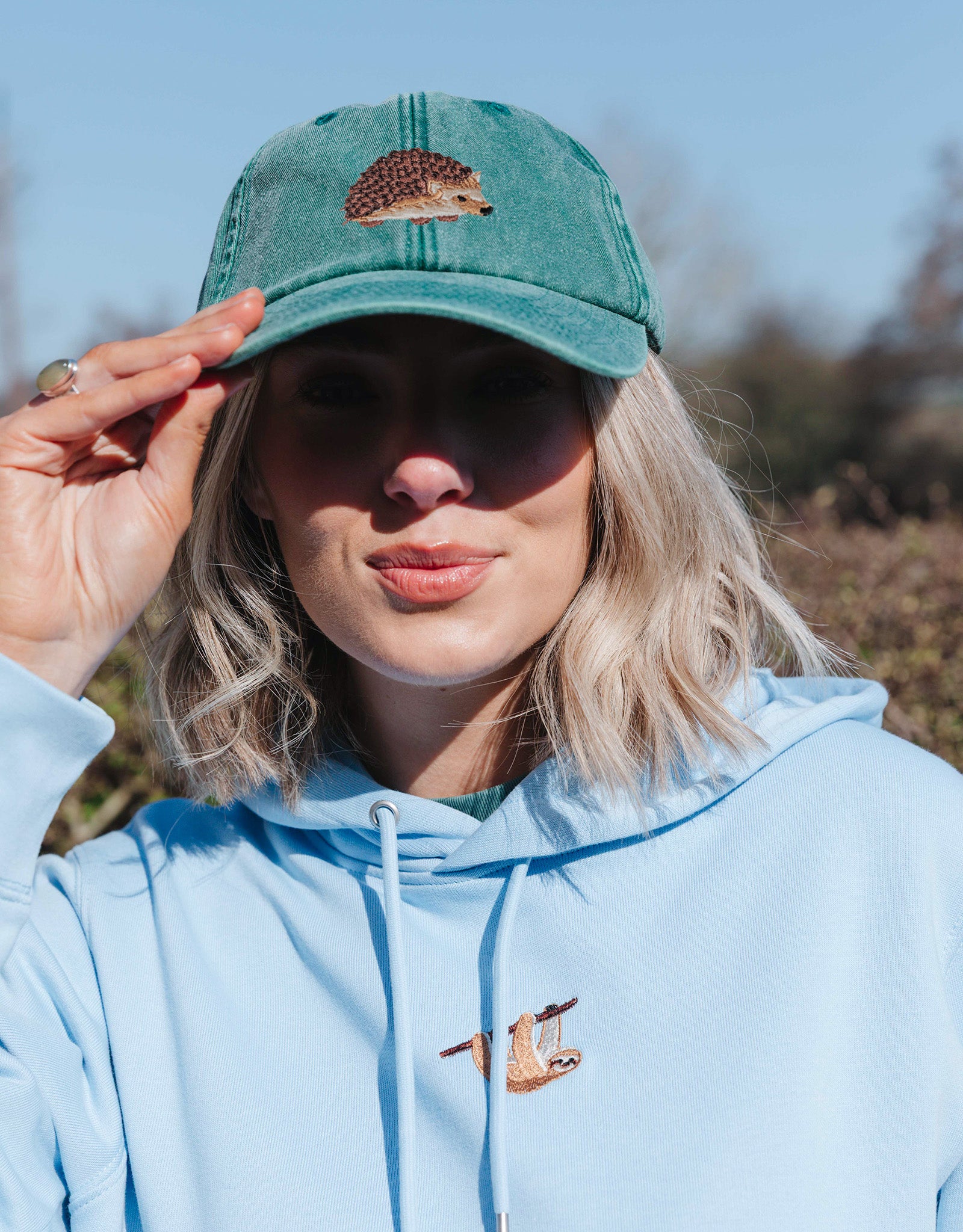 Hedgehog Embroidered Vintage Cap