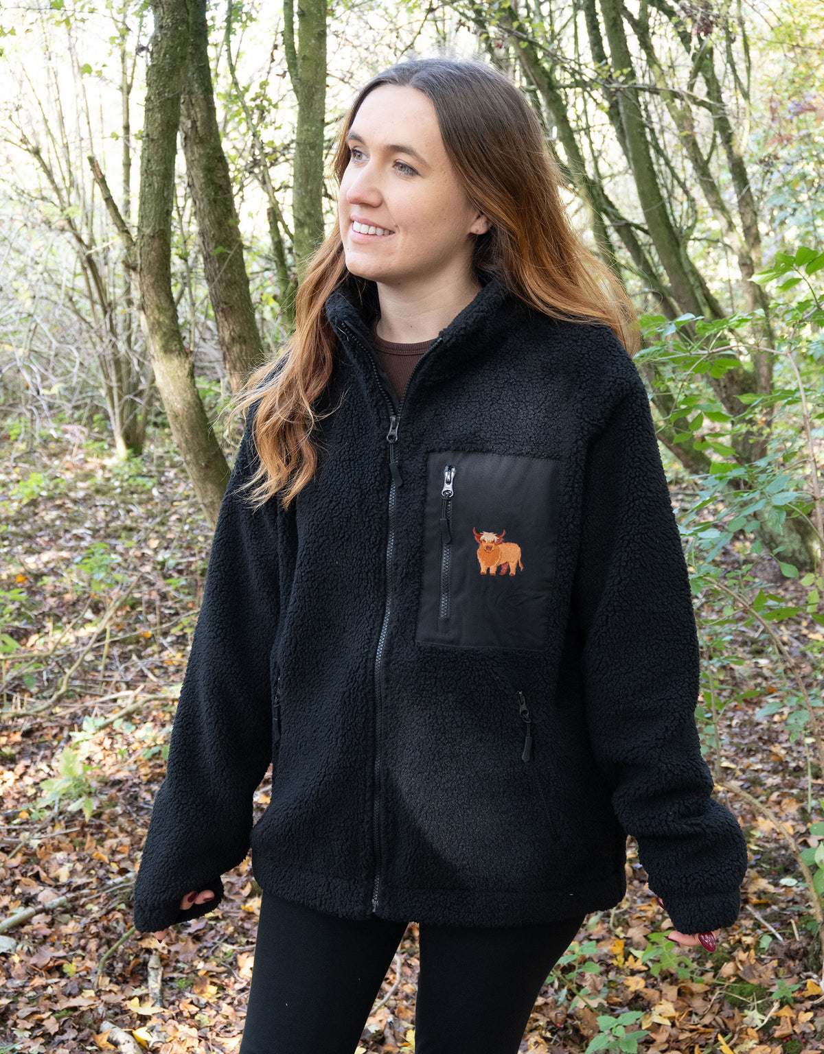 Highland Cow Full Zip Recycled Polyester Fleece