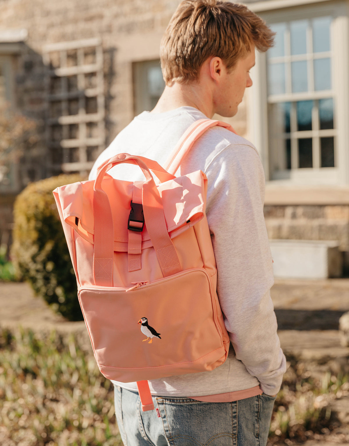 Puffin Embroidered Fold-Top Backpack