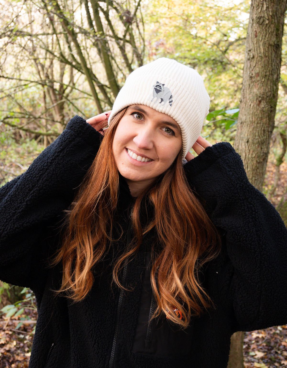 Raccoon Embroidered Beanie