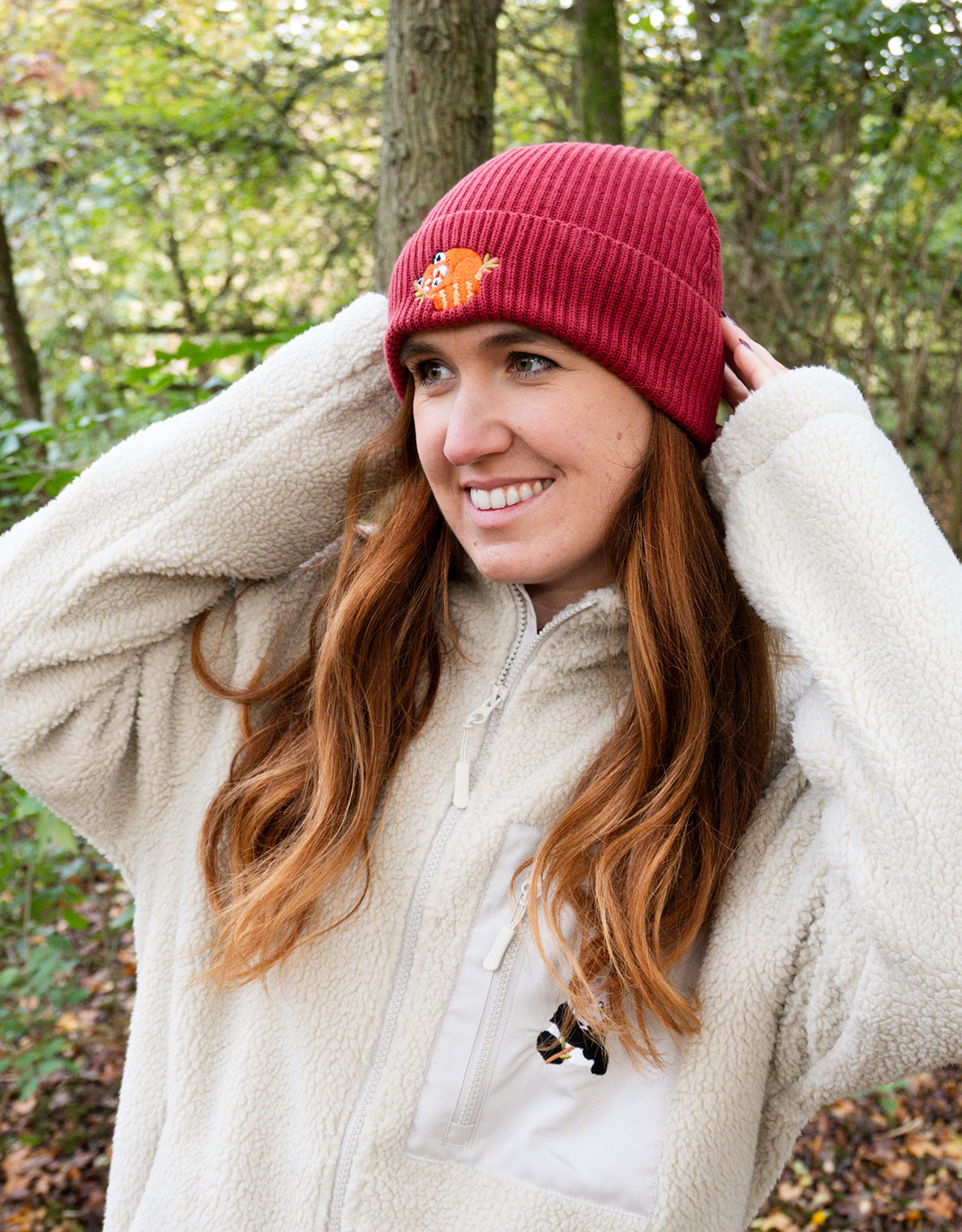 Red Panda Embroidered Beanie