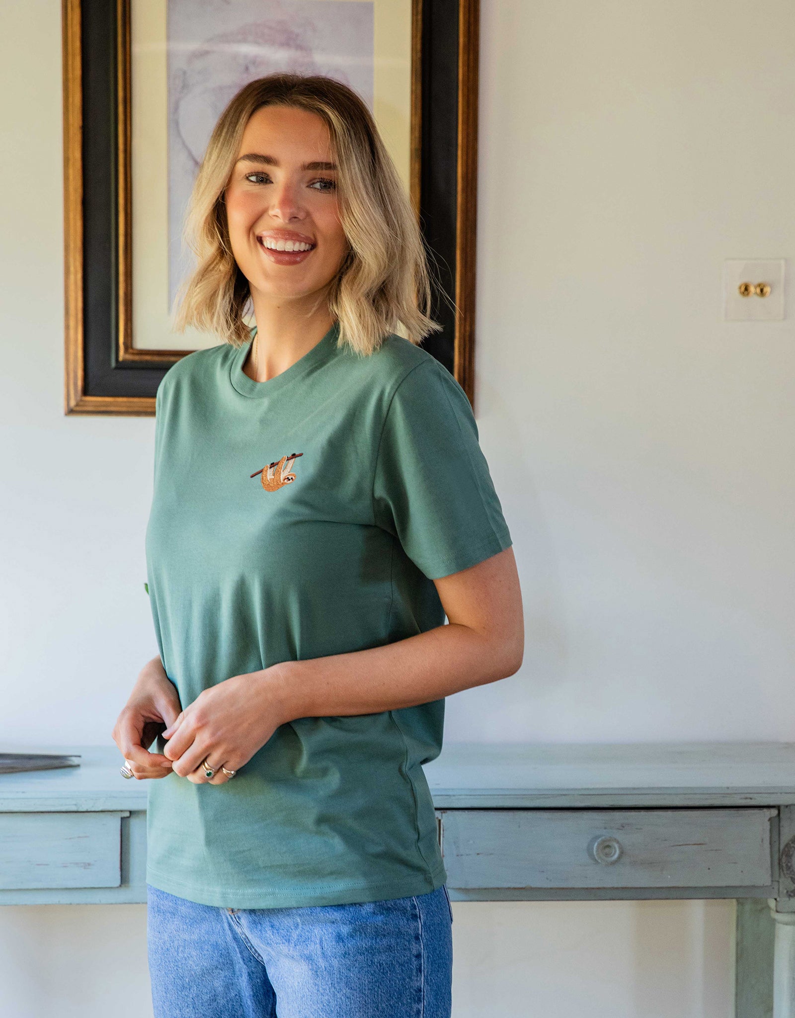 Sloth Embroidered Unisex T-Shirt