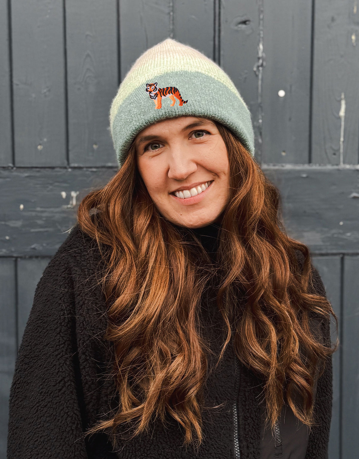 Tiger Embroidered Tonal Beanie