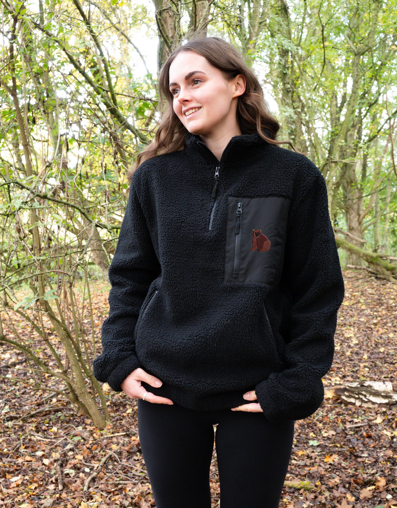 Brown Bear 1/4 Zip Recycled Polyester Fleece