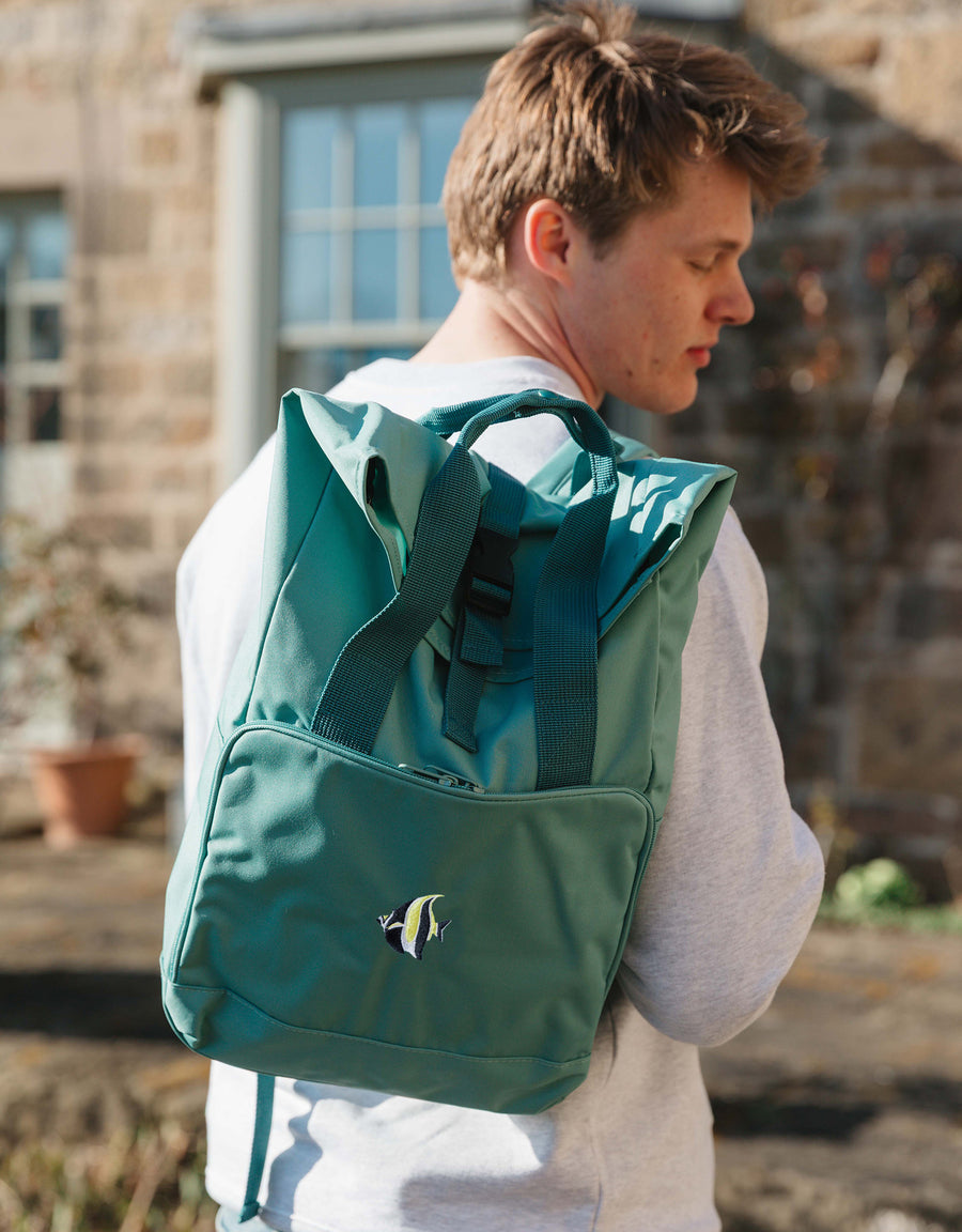 Angelfish Embroidered Fold-Top Backpack