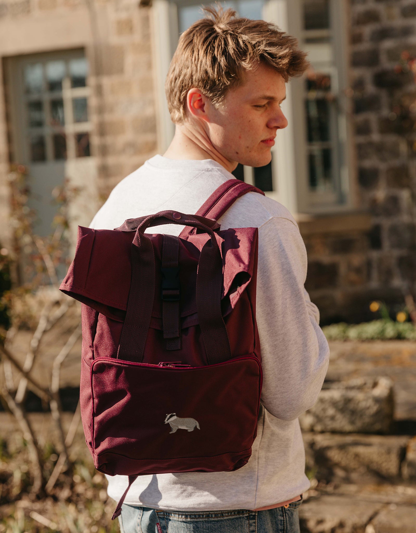 Badger Embroidered Fold-Top Backpack