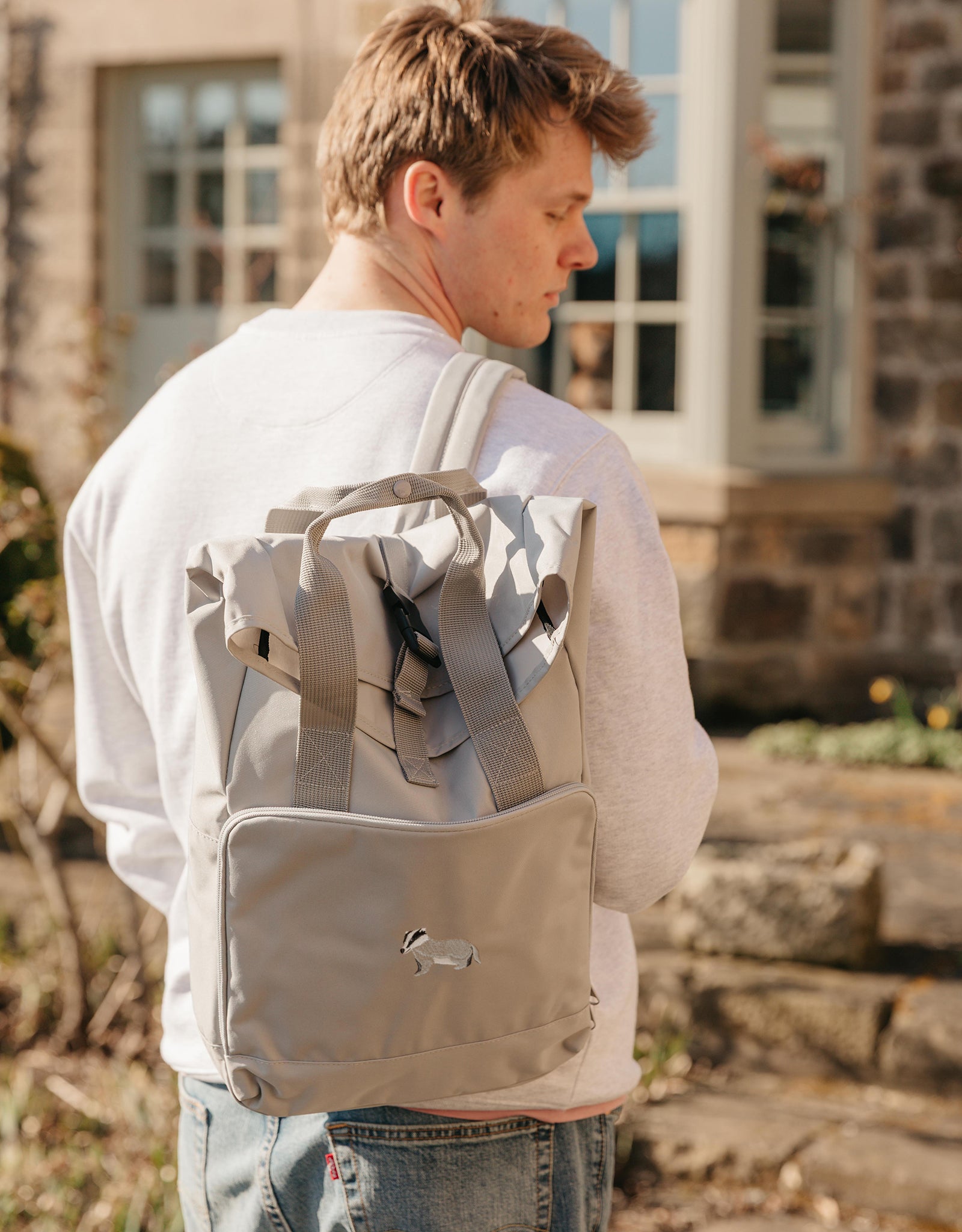 Badger Embroidered Fold-Top Backpack