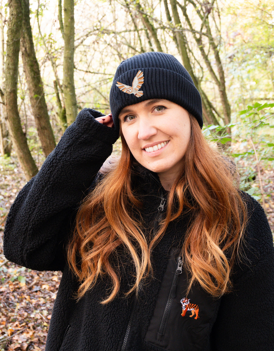 Barn Owl Embroidered Beanie