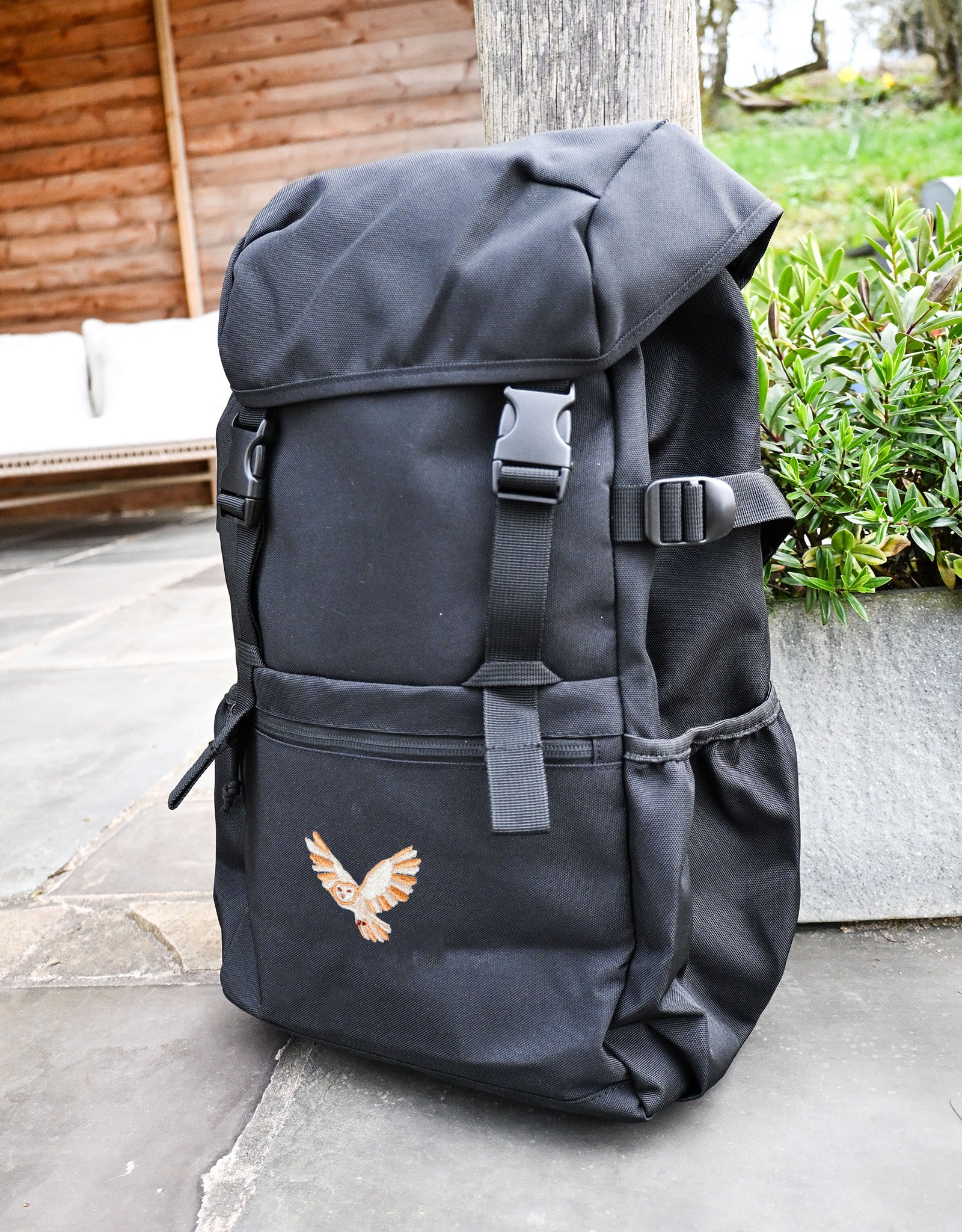 Barn Owl Embroidered Recycled Rucksack