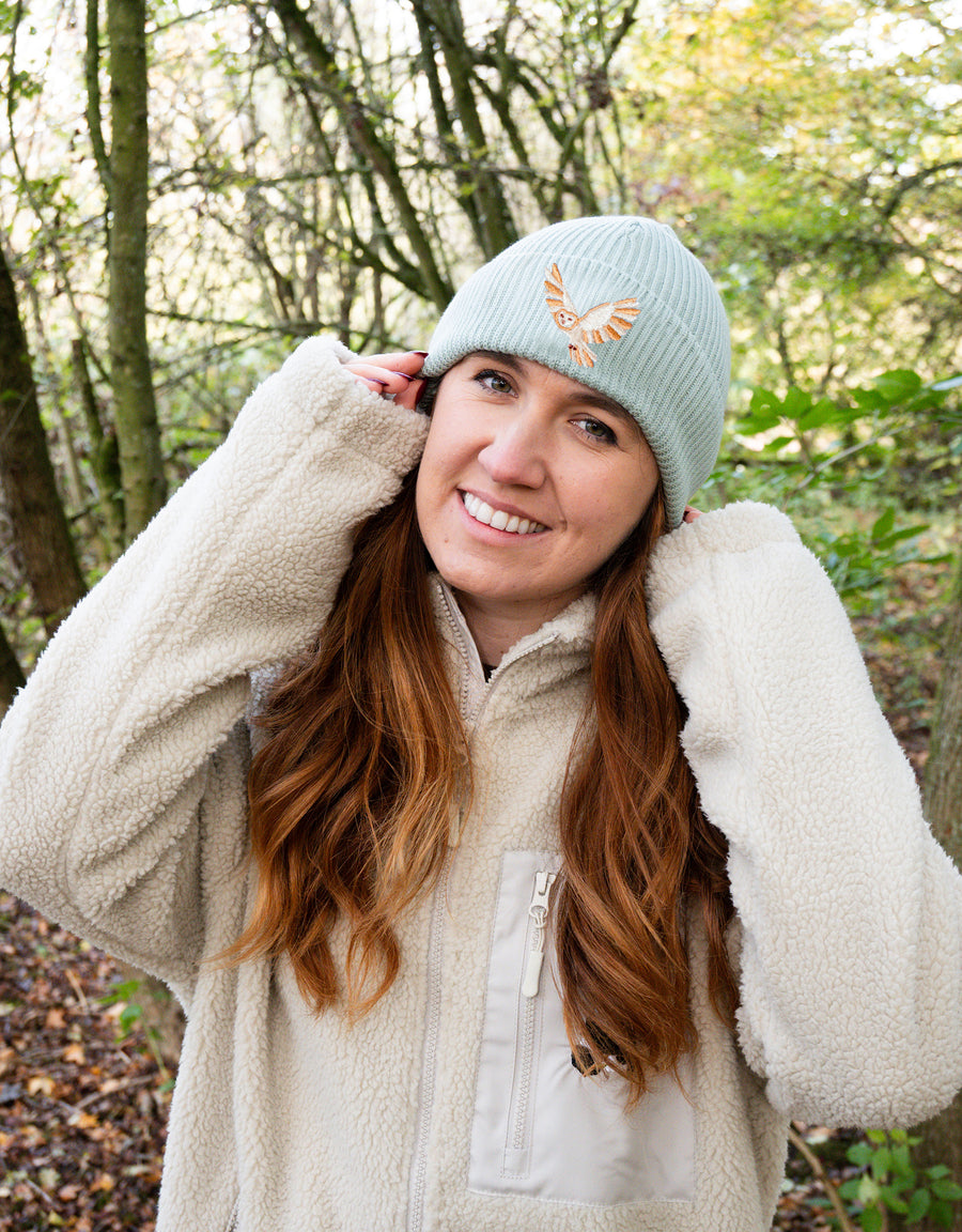 Barn Owl Embroidered Beanie