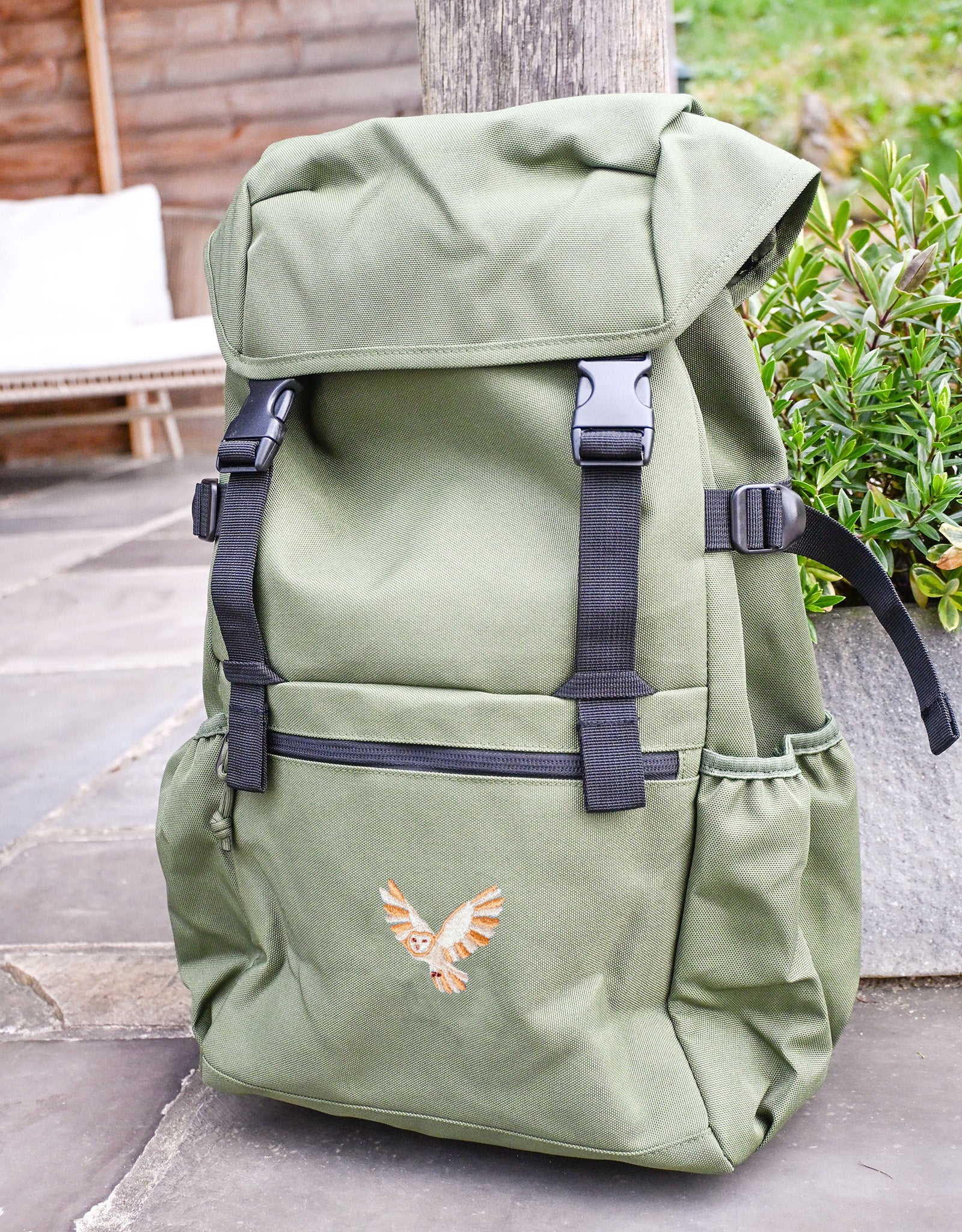 Barn Owl Embroidered Recycled Rucksack