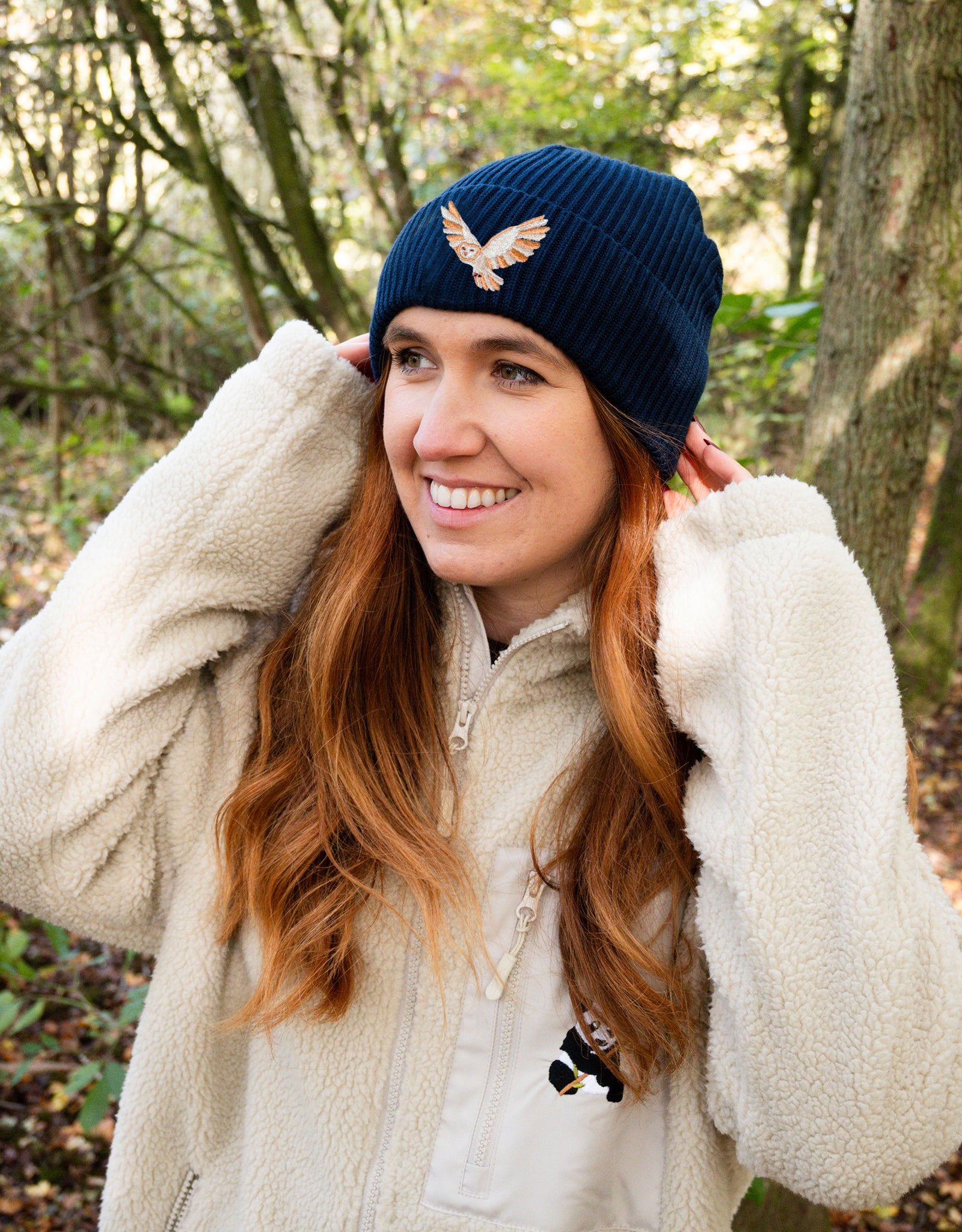 Barn Owl Embroidered Beanie