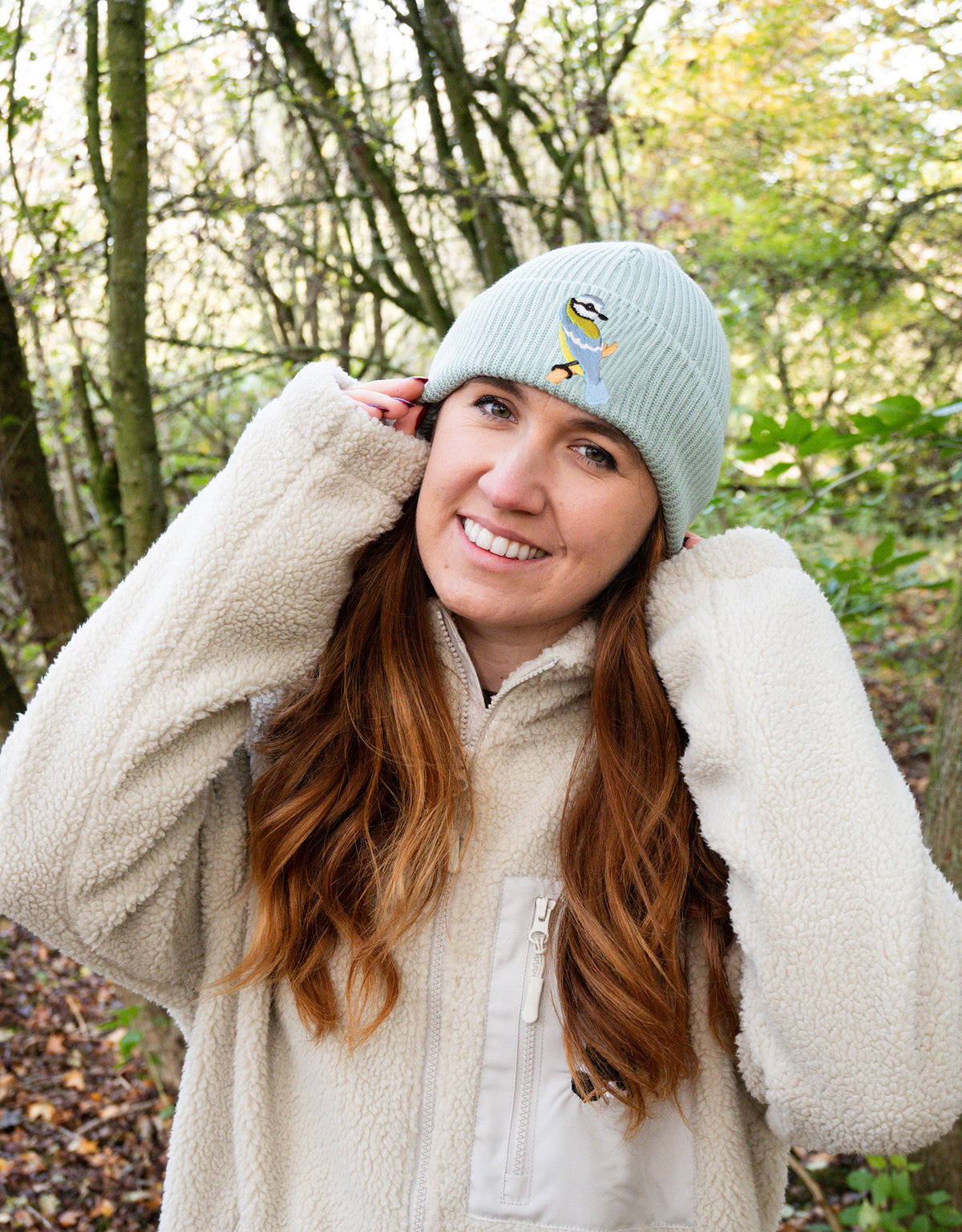 Blue Tit Embroidered Beanie