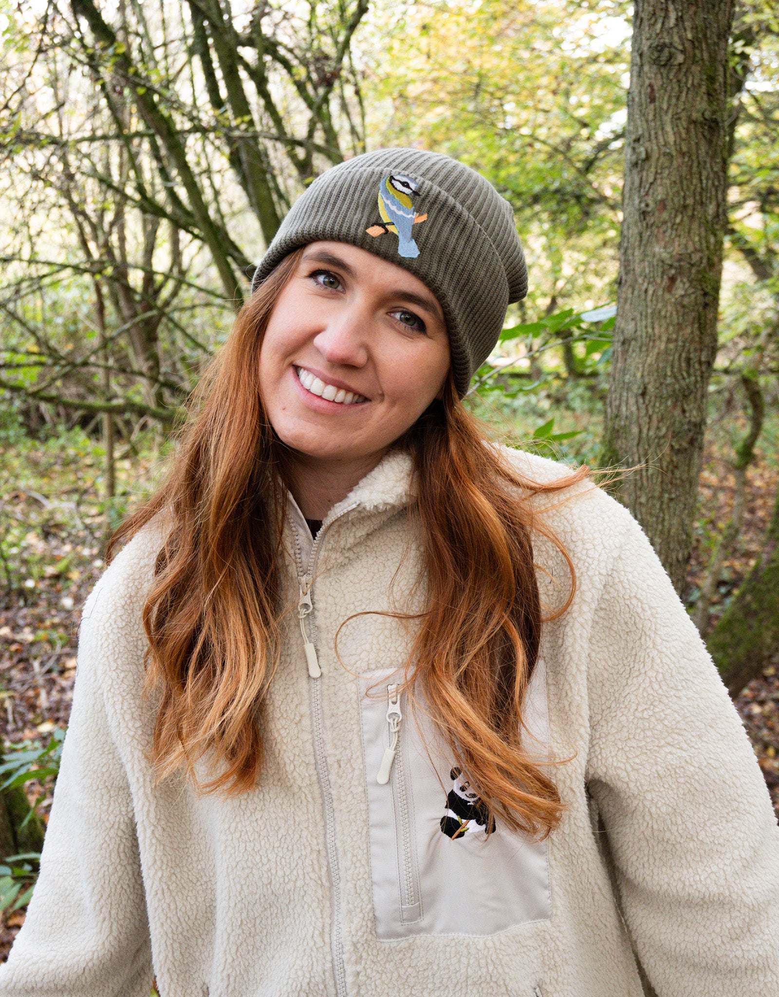 Blue Tit Embroidered Beanie