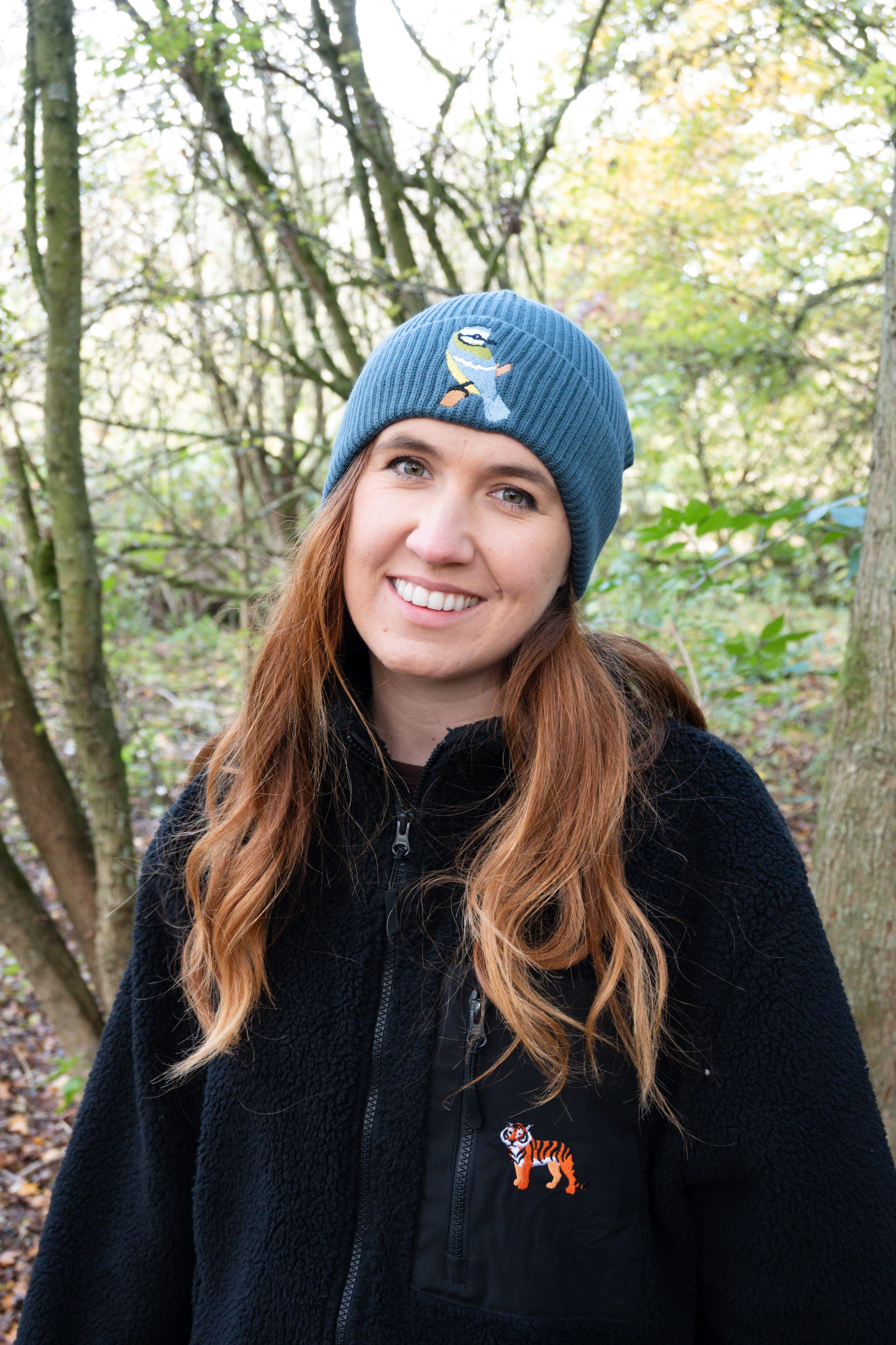 Blue Tit Embroidered Beanie