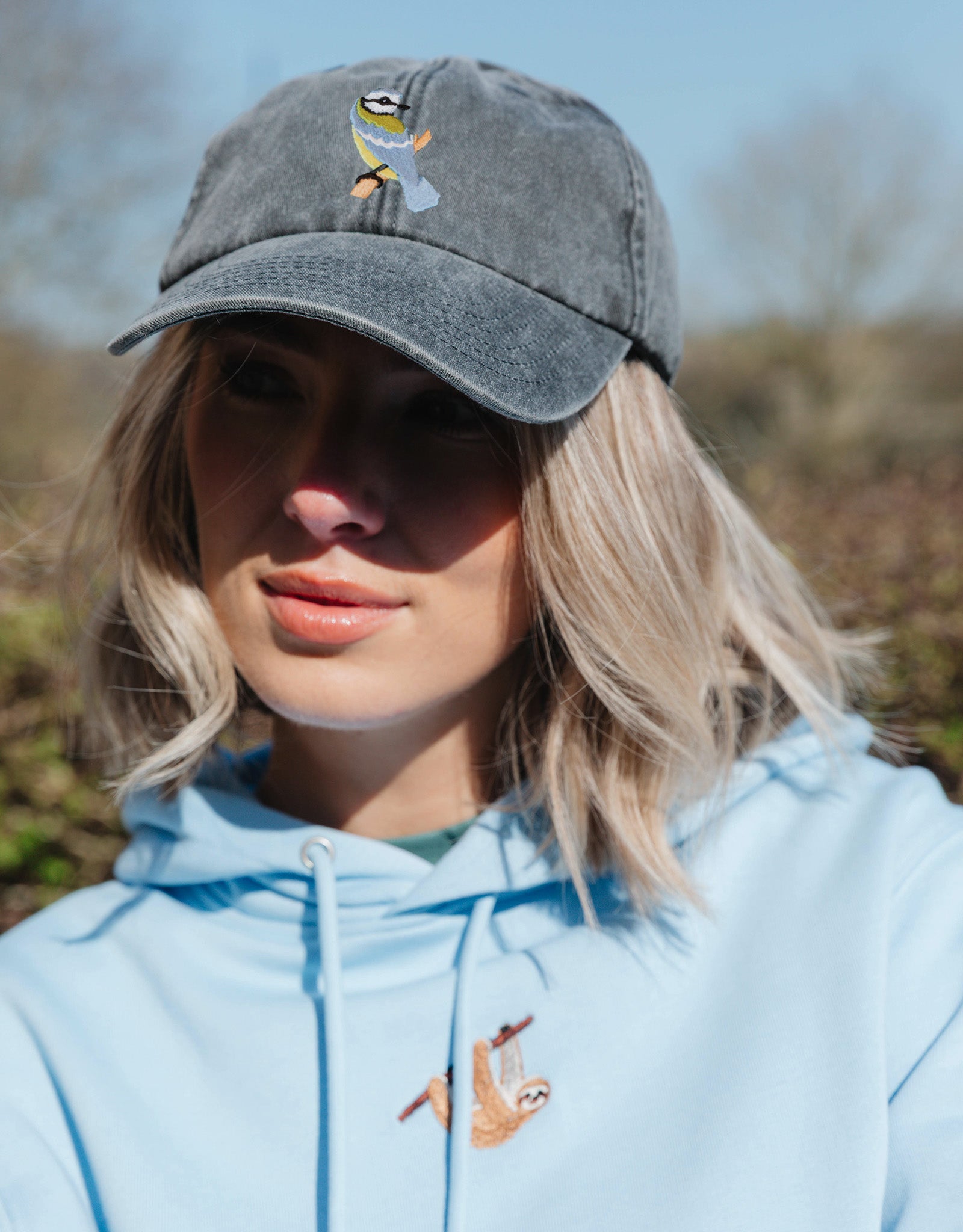 Blue Tit Embroidered Vintage Cap