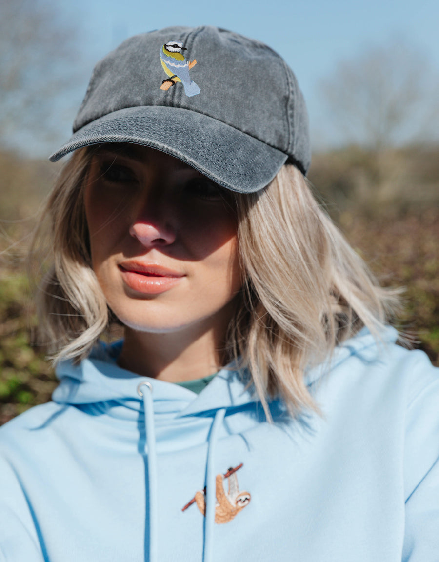 Blue Tit Embroidered Vintage Cap