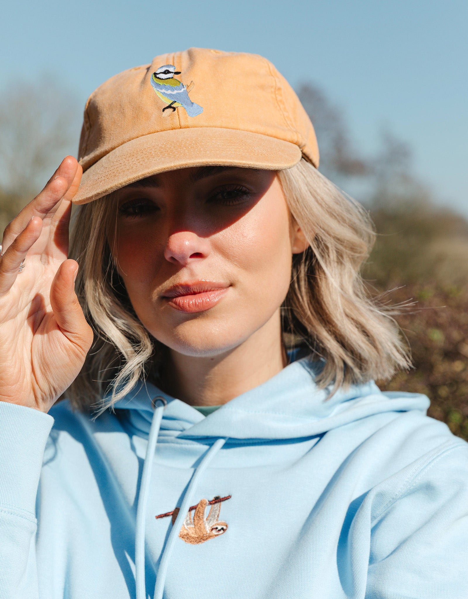 Blue Tit Embroidered Vintage Cap