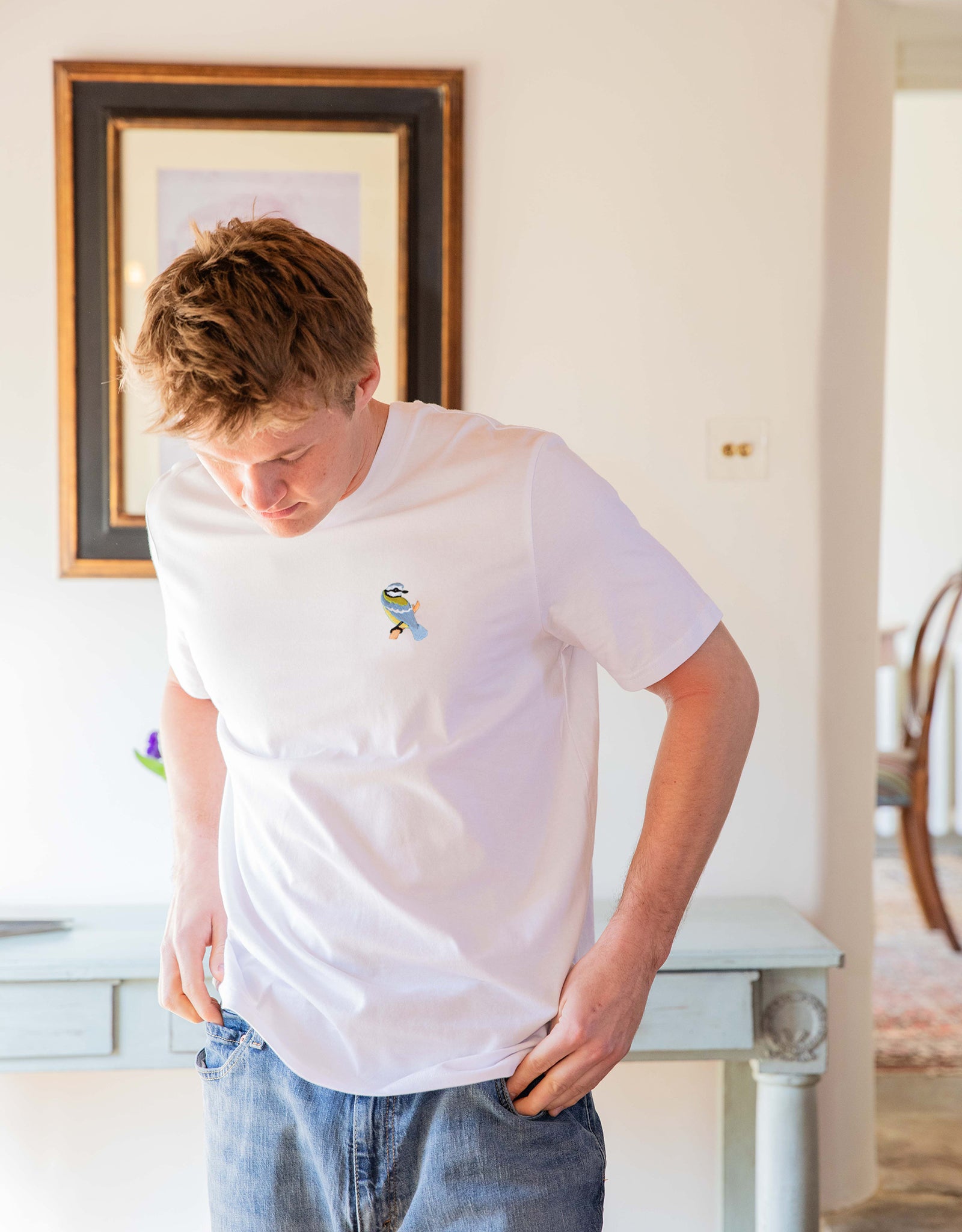 Blue Tit Embroidered Unisex T-Shirt
