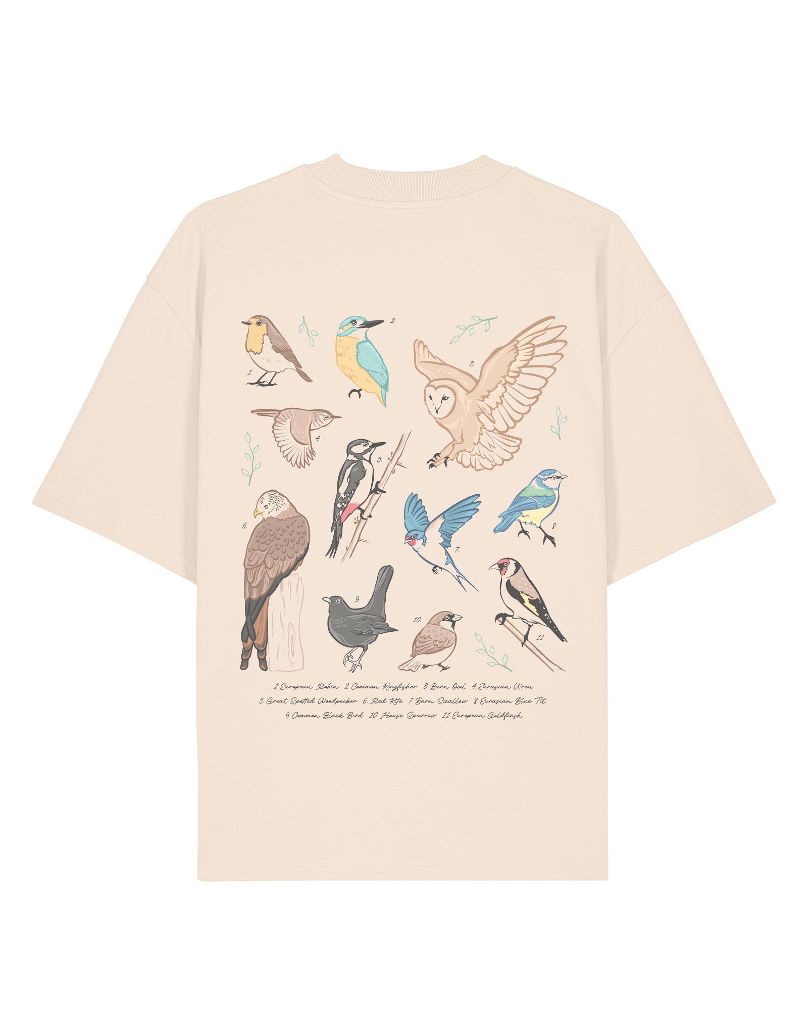 British Birds Printed Unisex Oversized Tee