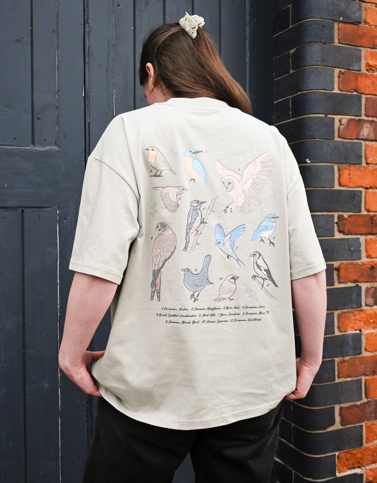 British Birds Printed Unisex Oversized Tee