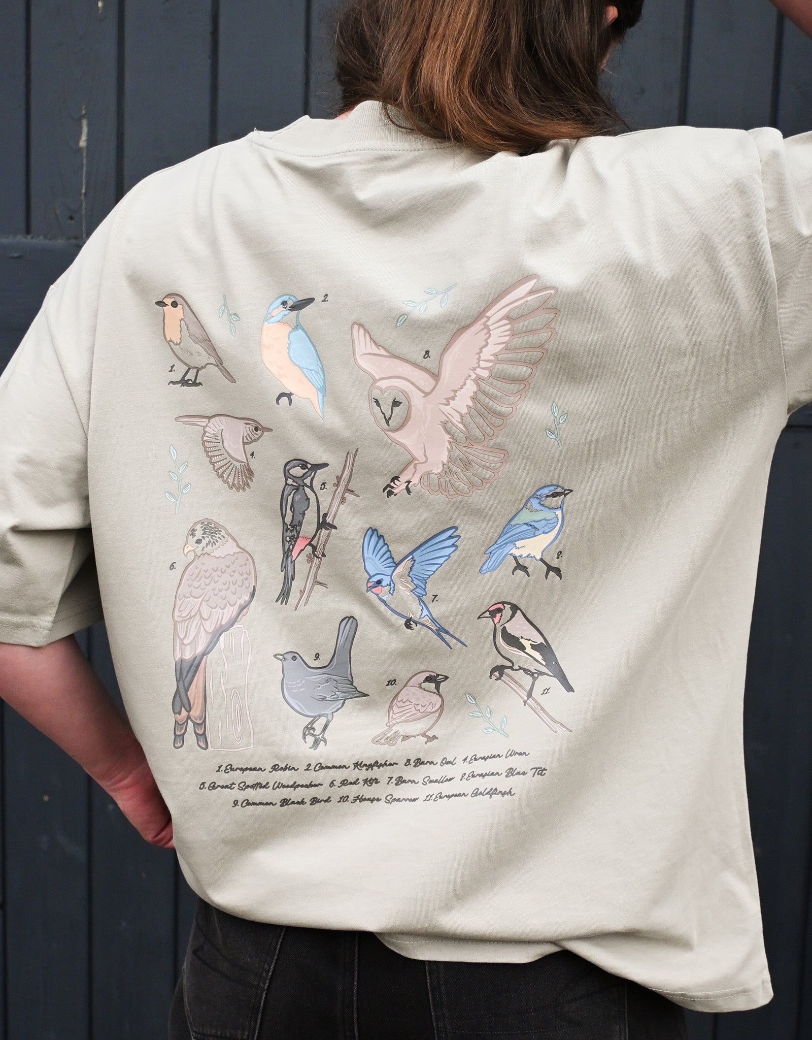 British Birds Printed Unisex Oversized Tee