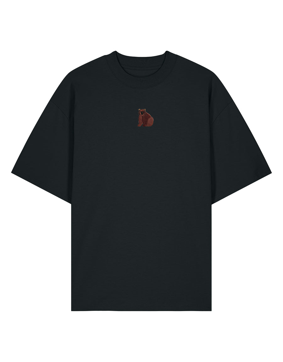 Brown Bear Embroidered Unisex Oversized Tee