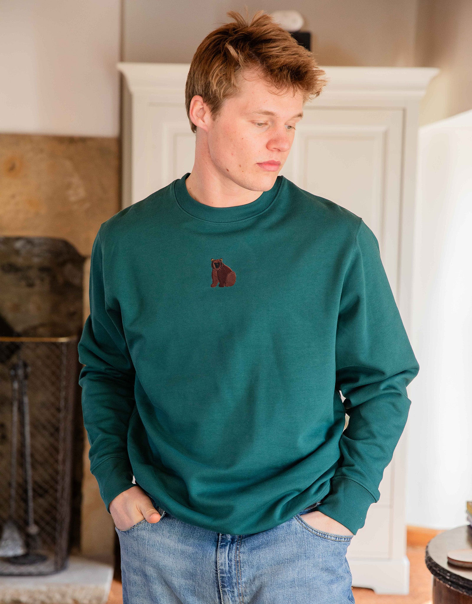 Brown Bear Embroidered Unisex Sweatshirt