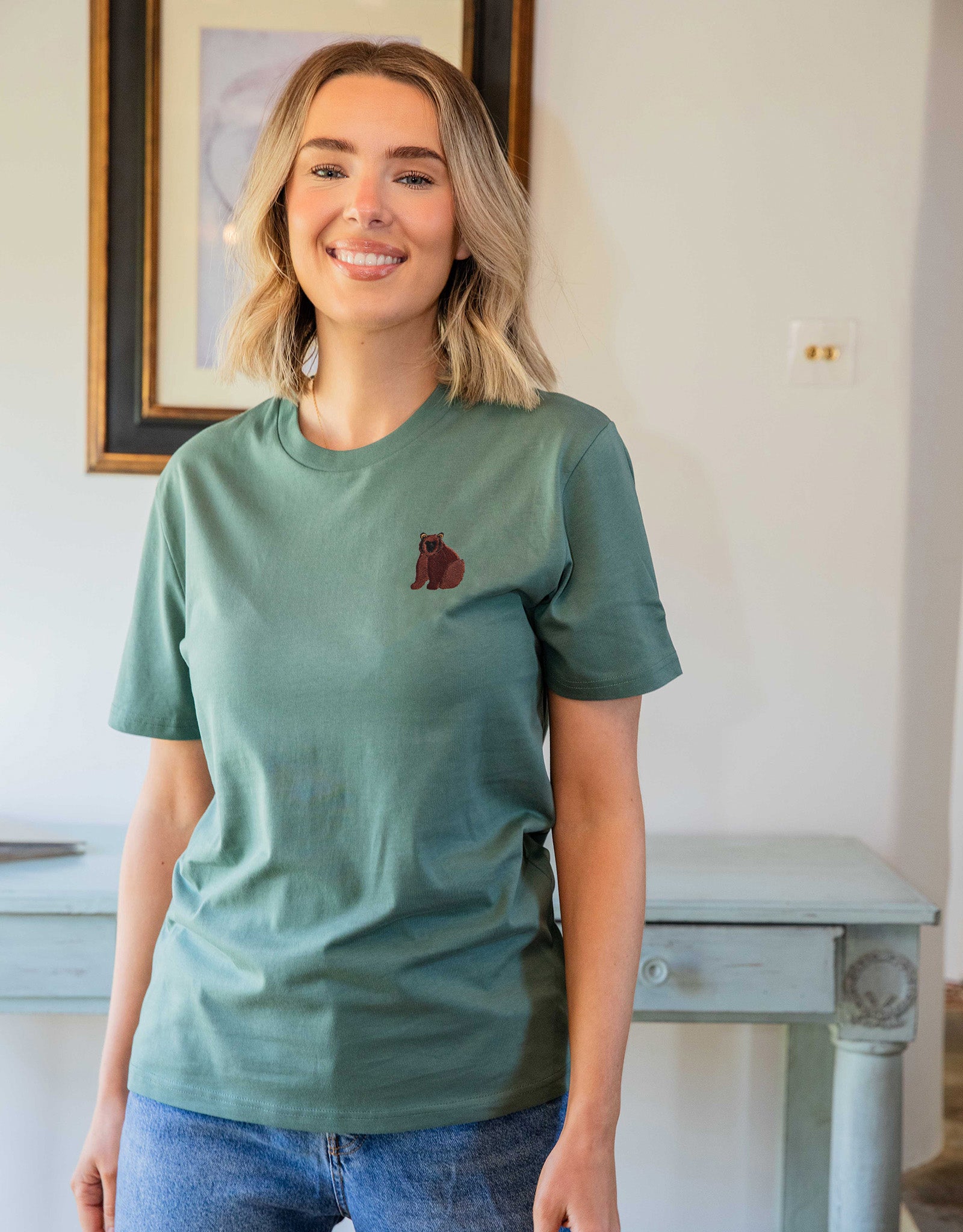 Brown Bear Embroidered Unisex T-Shirt