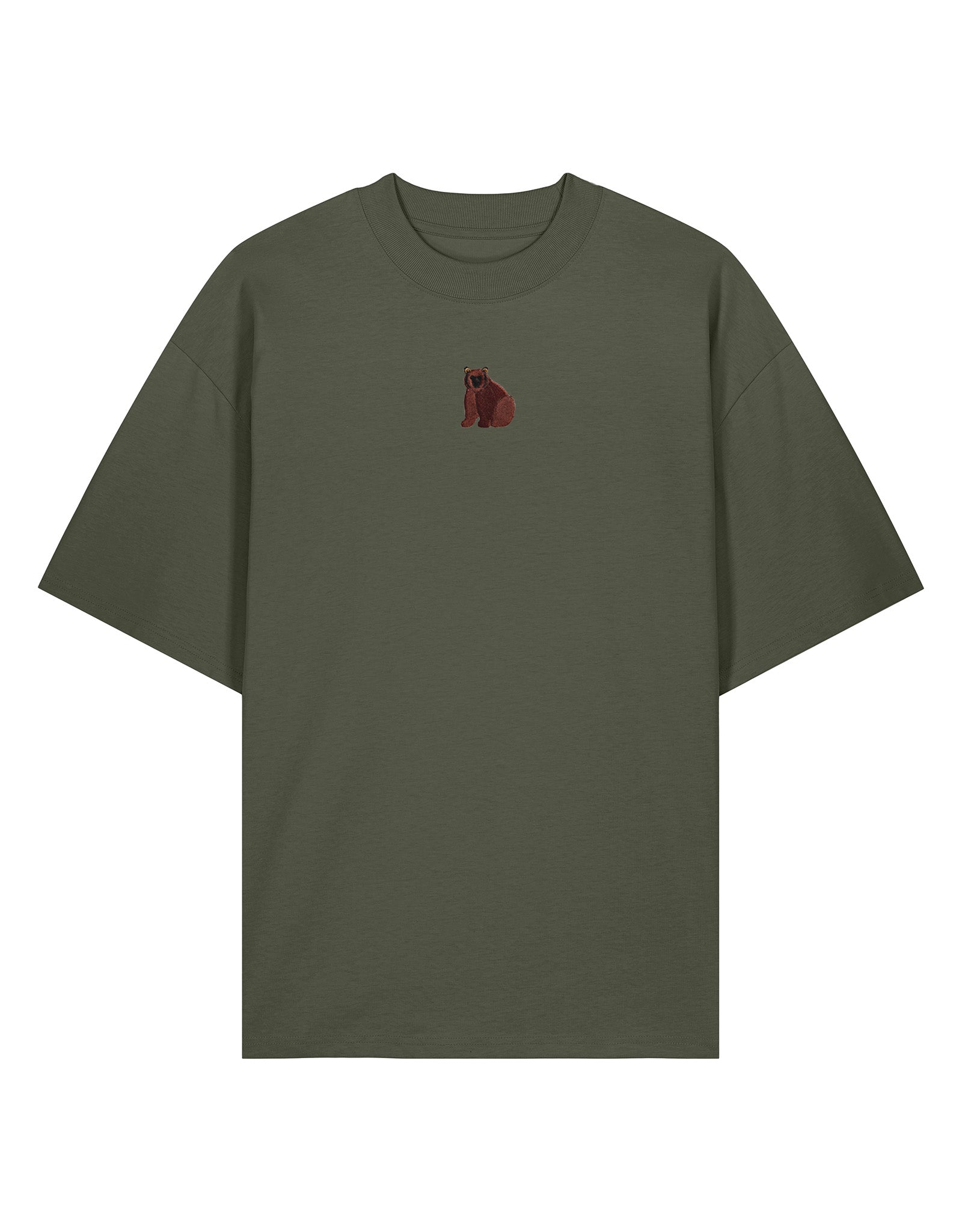 Brown Bear Embroidered Unisex Oversized Tee