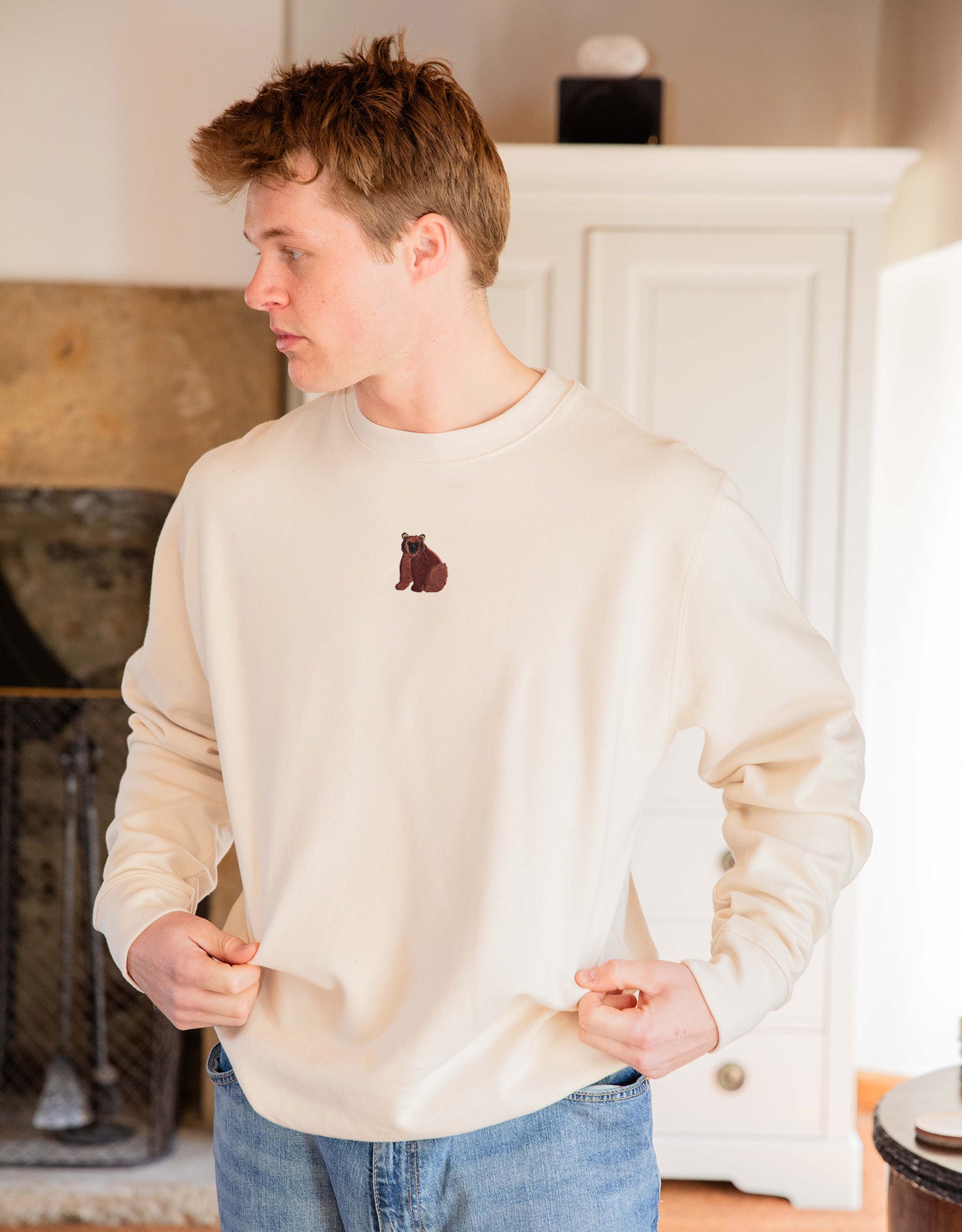 Brown Bear Embroidered Unisex Sweatshirt