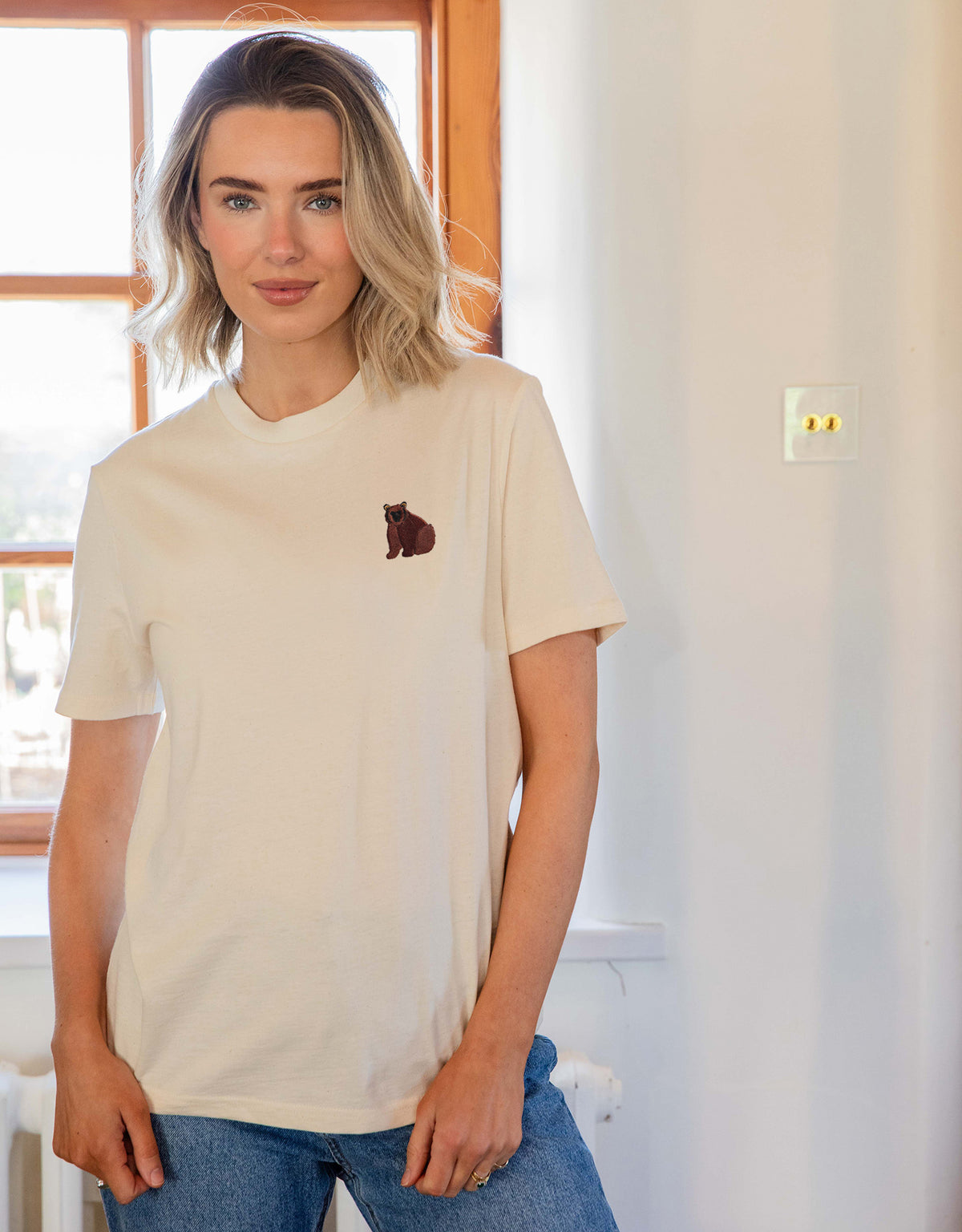 Brown Bear Embroidered Unisex T-Shirt