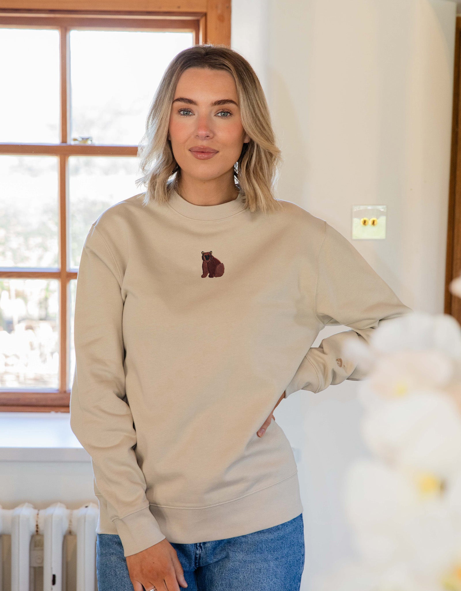 Brown Bear Embroidered Unisex Sweatshirt