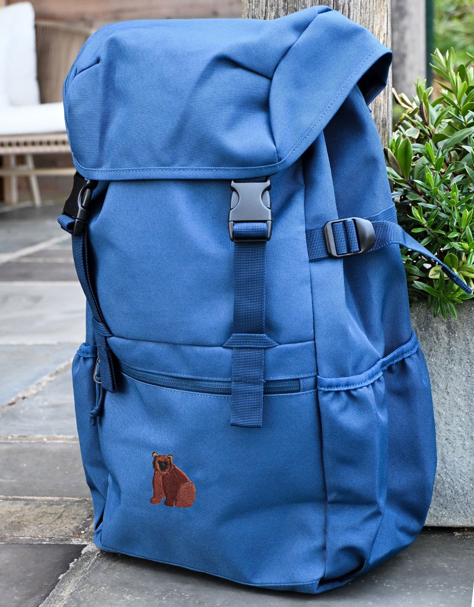 Brown Bear Embroidered Recycled Rucksack