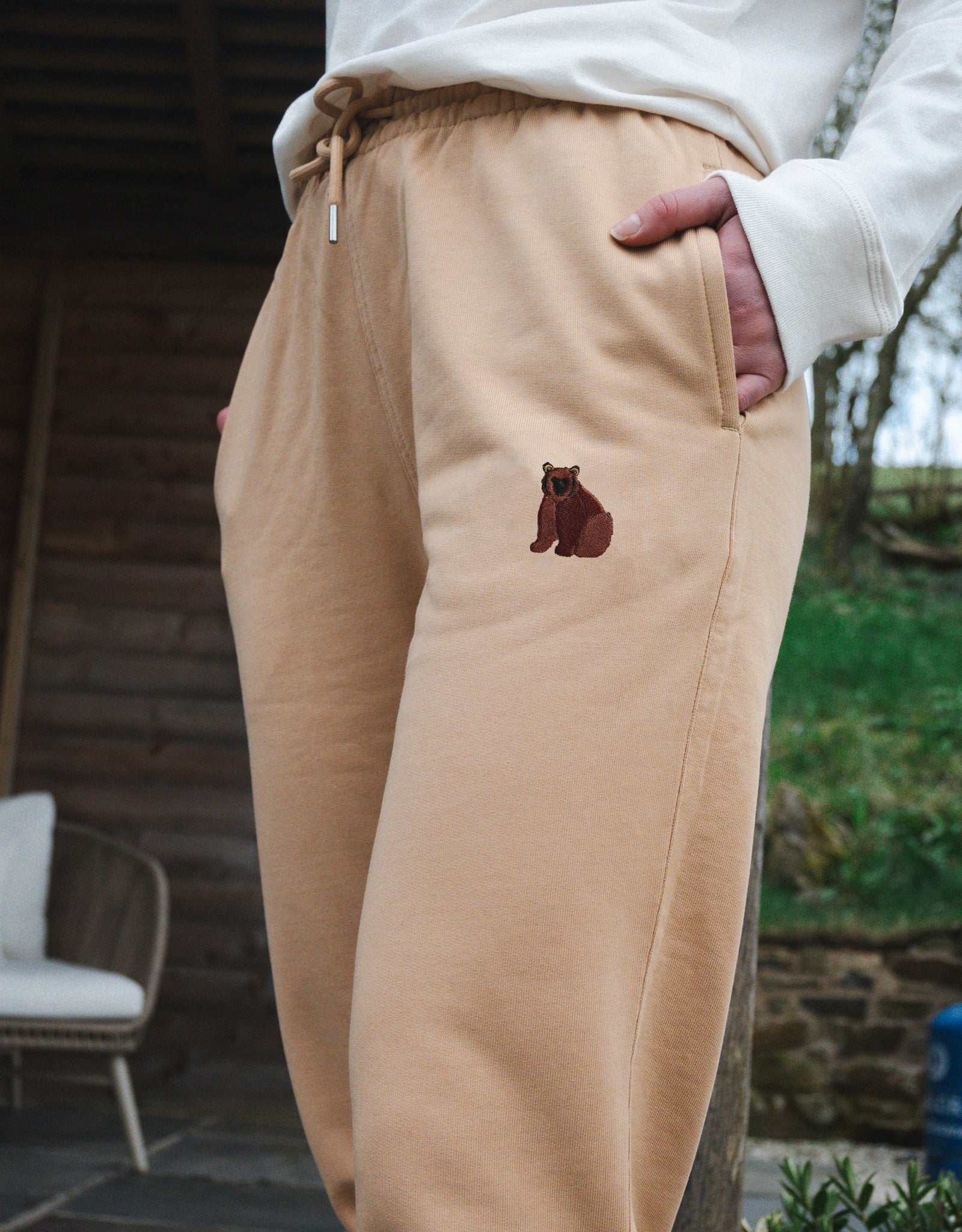 Brown Bear Embroidered Unisex Sweatpants