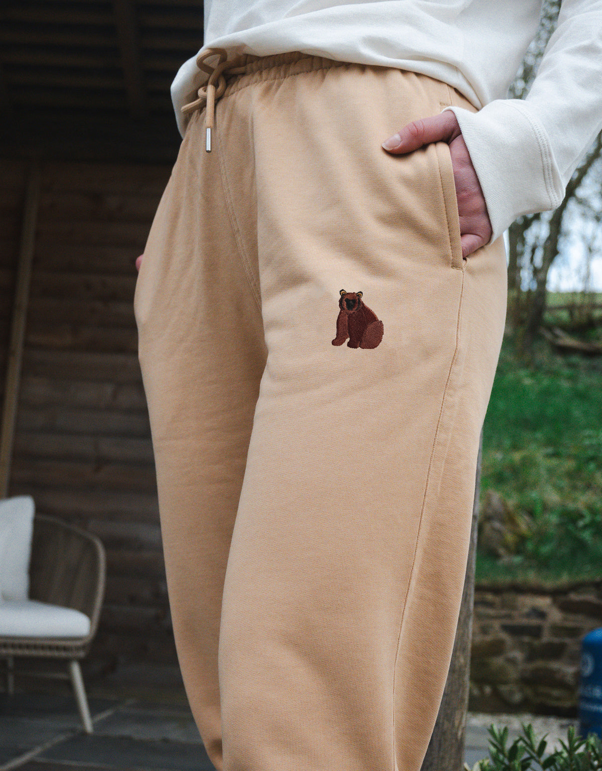 Brown Bear Embroidered Unisex Sweatpants