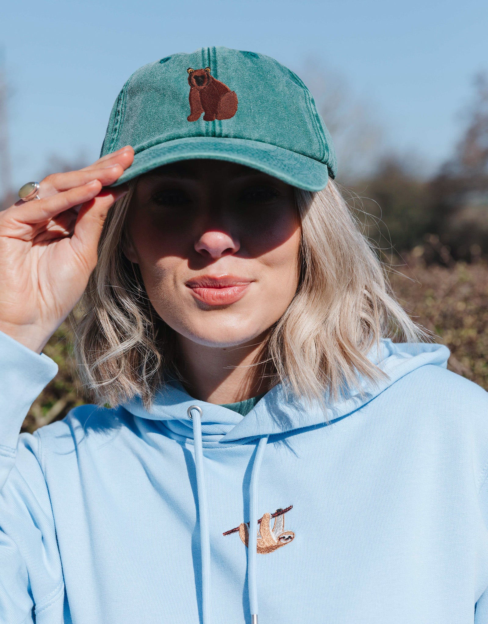 Brown Bear Embroidered Vintage Cap