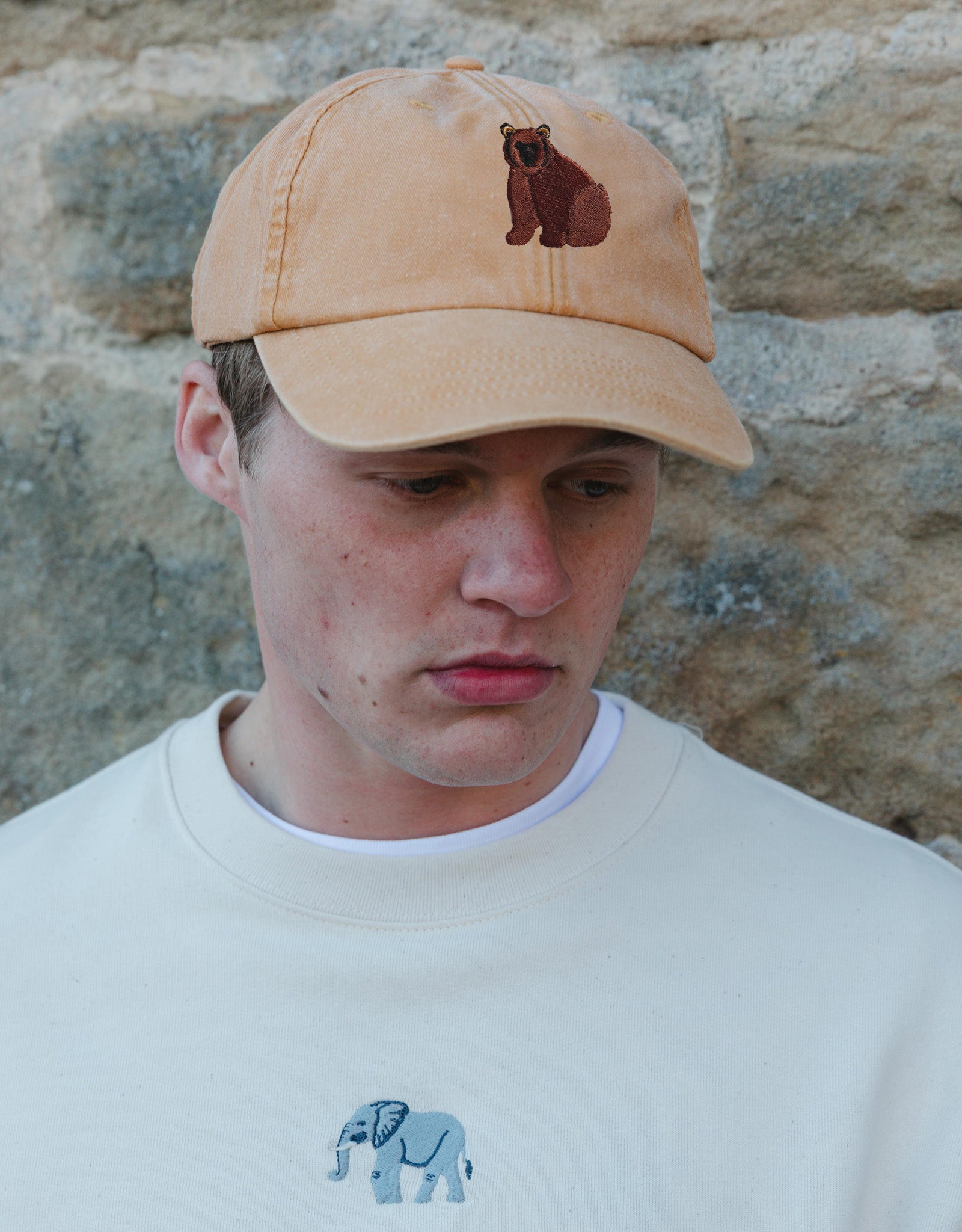 Brown Bear Embroidered Vintage Cap