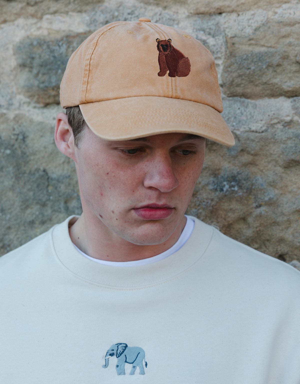 Brown Bear Embroidered Vintage Cap