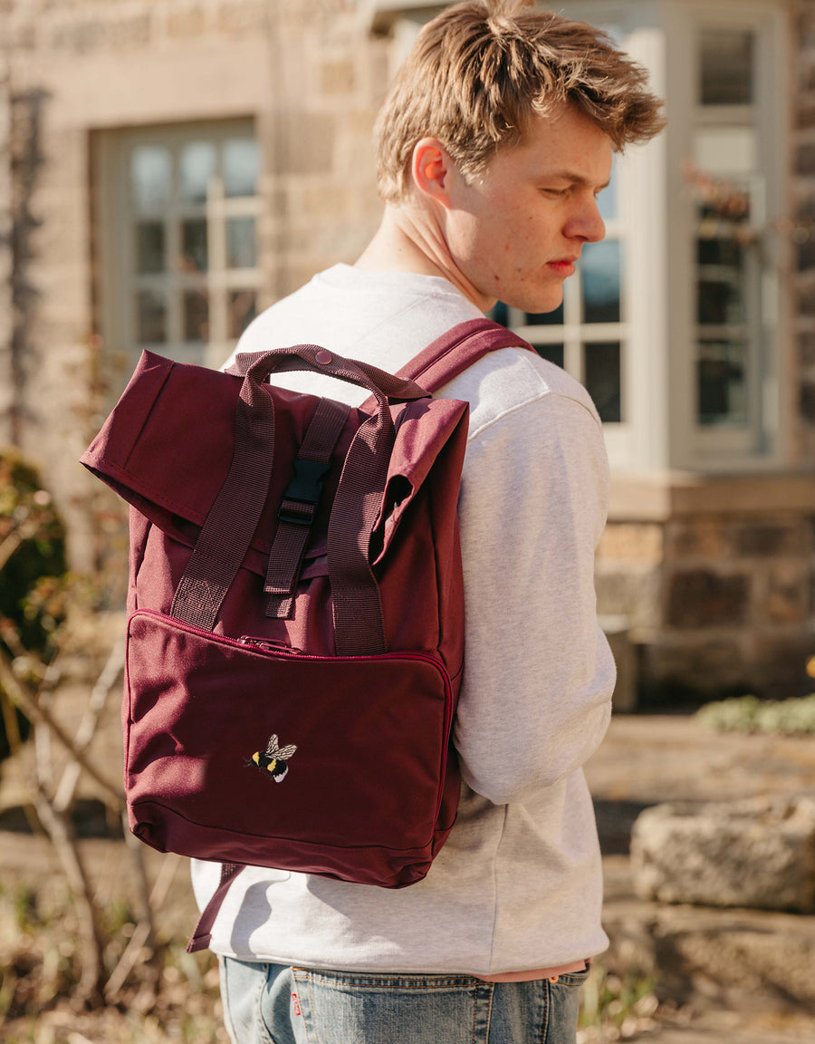 Bumblebee Embroidered Fold-Top Backpack