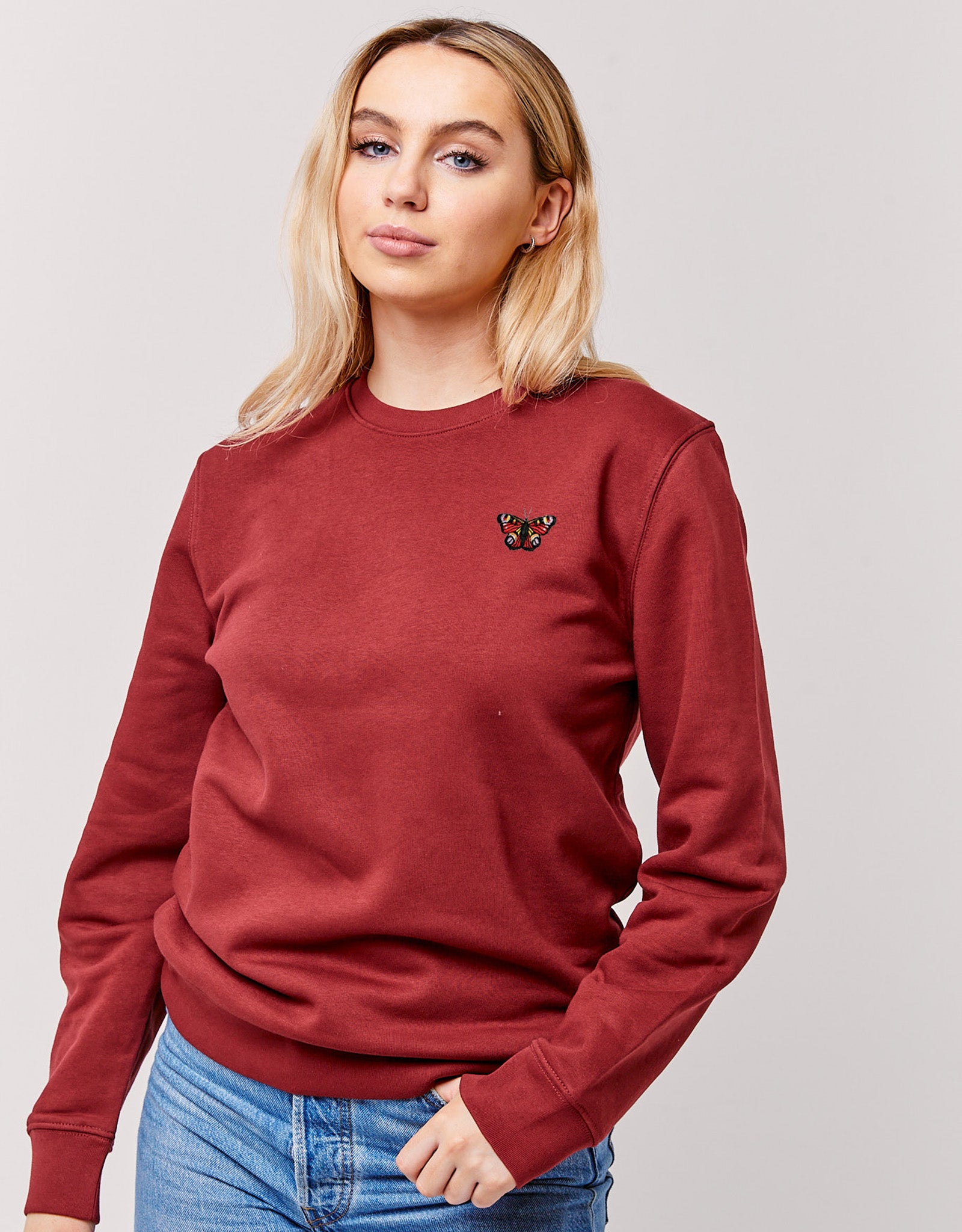 Peacock Butterfly Embroidered Unisex Sweatshirt