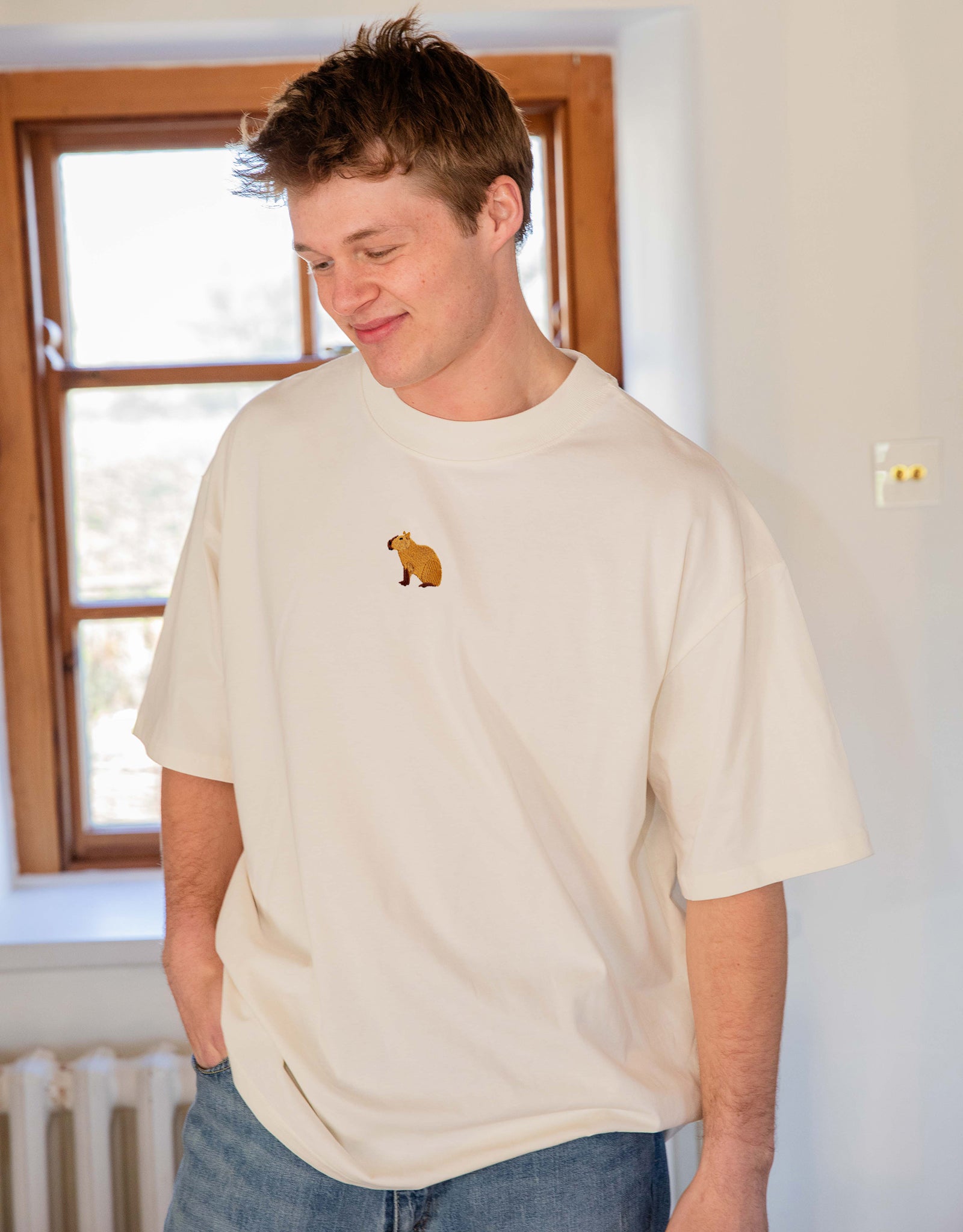 Capybara Embroidered Unisex Oversized Tee