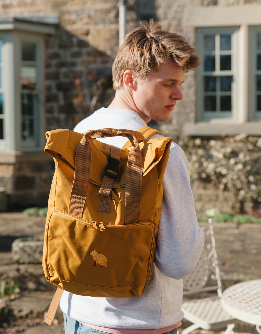 Capybara Embroidered Fold-Top Backpack