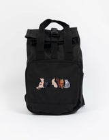 Cats Embroidered Mini Roll-Top Backpack