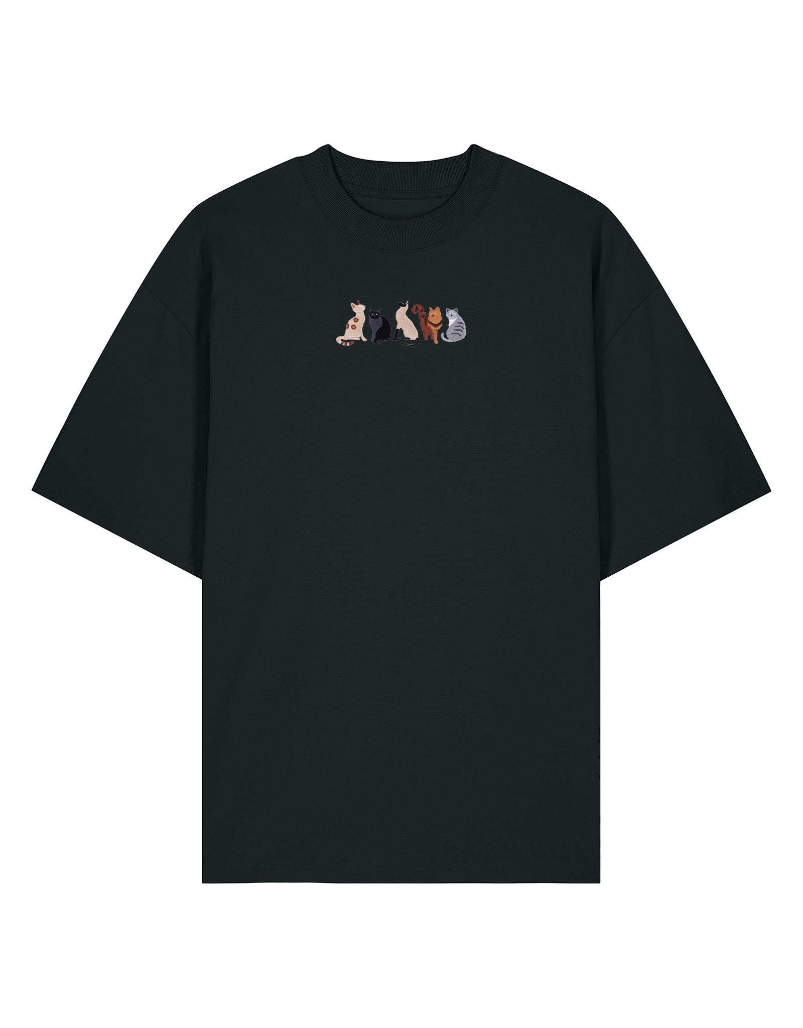 Cats Embroidered Unisex Oversized Tee