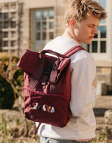 Cats Embroidered Fold-Top Backpack